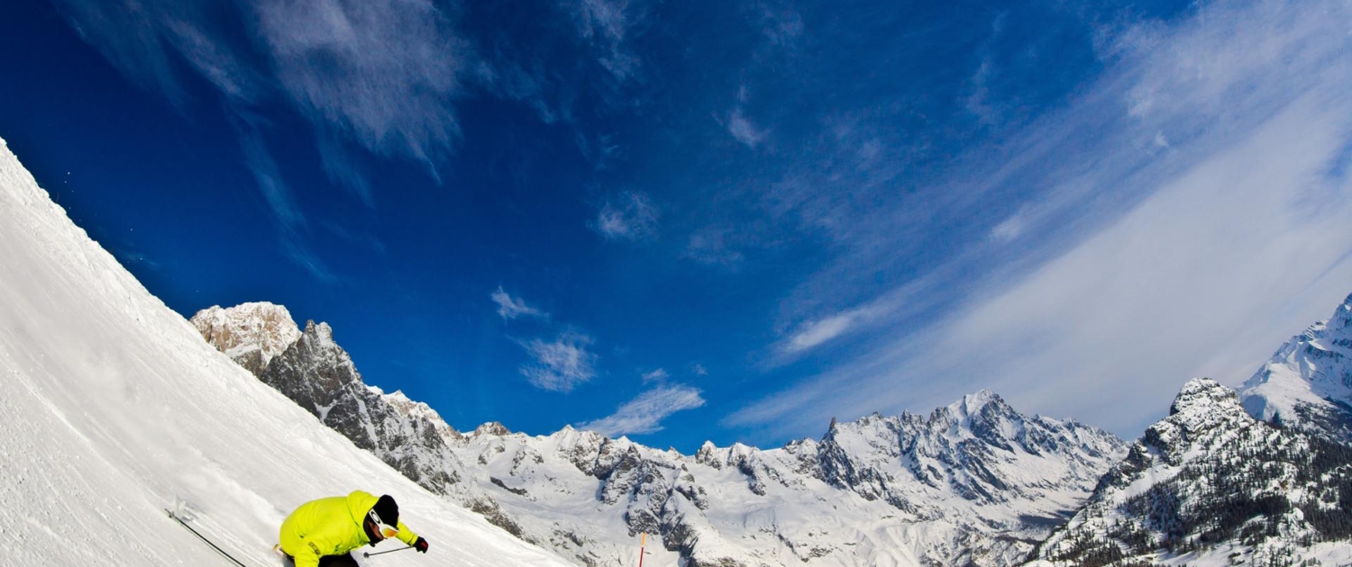 På väg nedför backen i Courmayeur